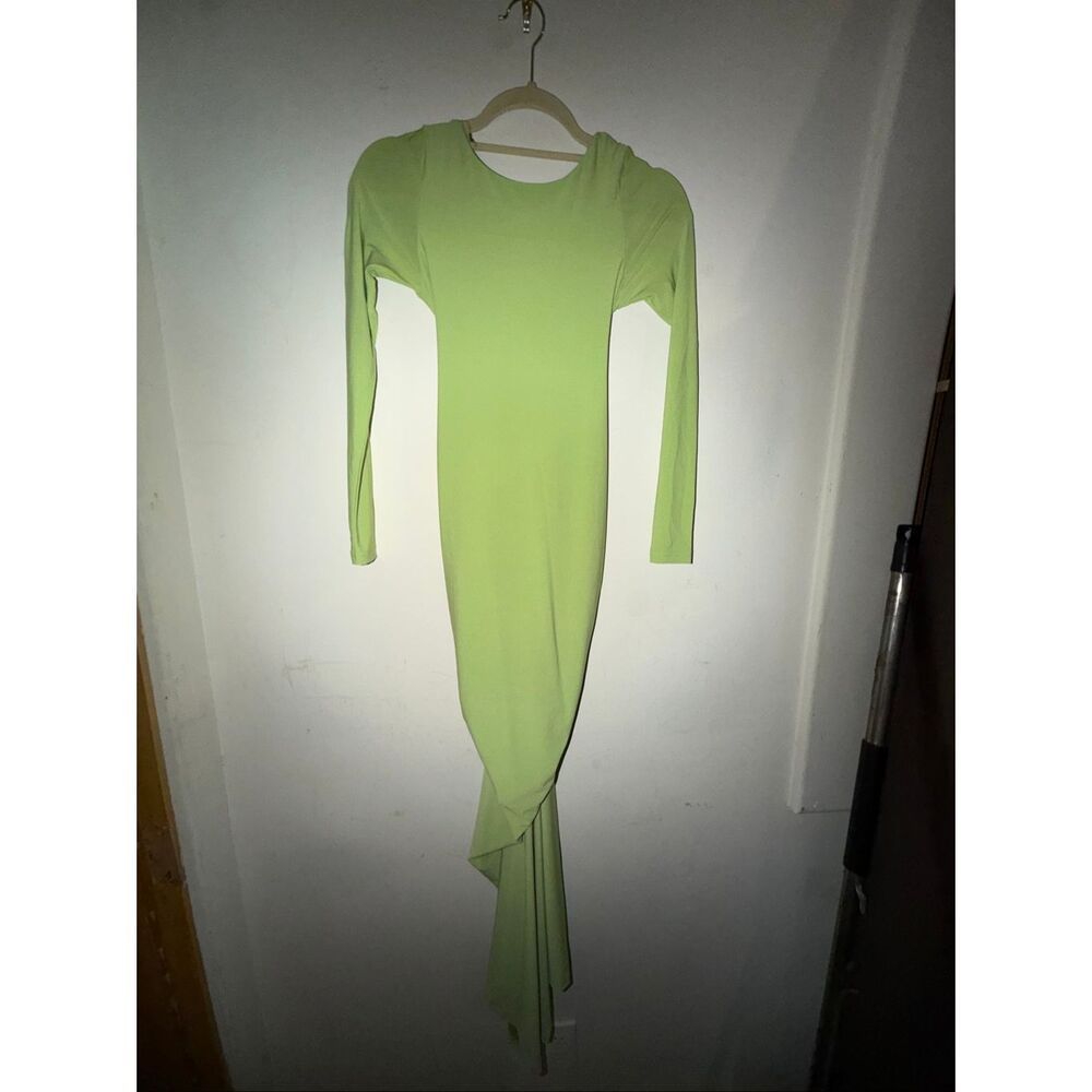 MELANI size XS long sleeve dress open back green